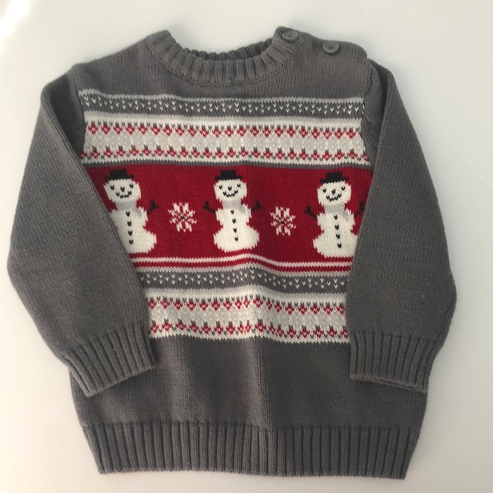 Gymboree Gray Snowman Sweater Size 12-18 Months - Picture 1 of 4